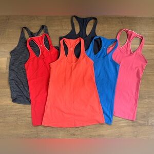 6 Lululemon Racerback Tanks (sizes 6-8)